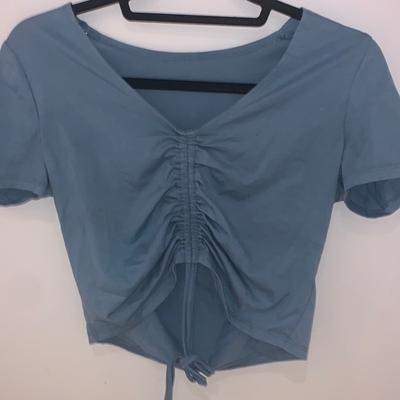 blue rushed crop top - Picture 1 of 3